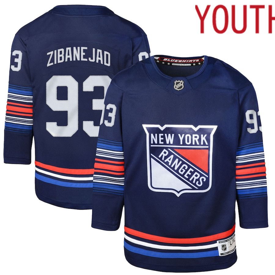 Youth New York Rangers #93 Mika Zibanejad Navy Alternate Premier Player NHL Jersey
